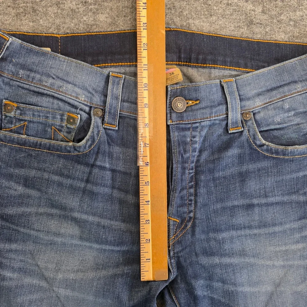 True‎ Religion Rocco Jeans Mens 36X33 Blue Denim Relaxed Skinny Button Fly USA